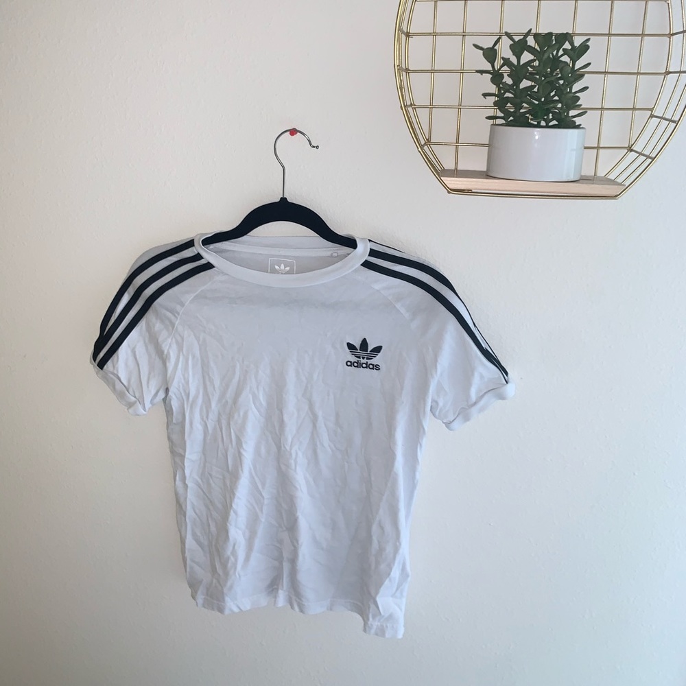 Adidas cropped white tee